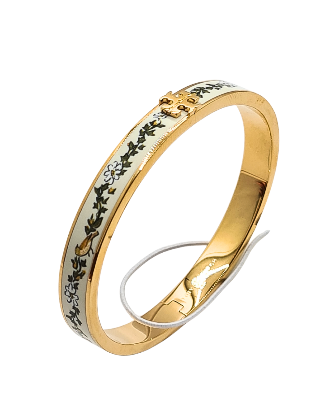 kira enamel print bangle – green vine
