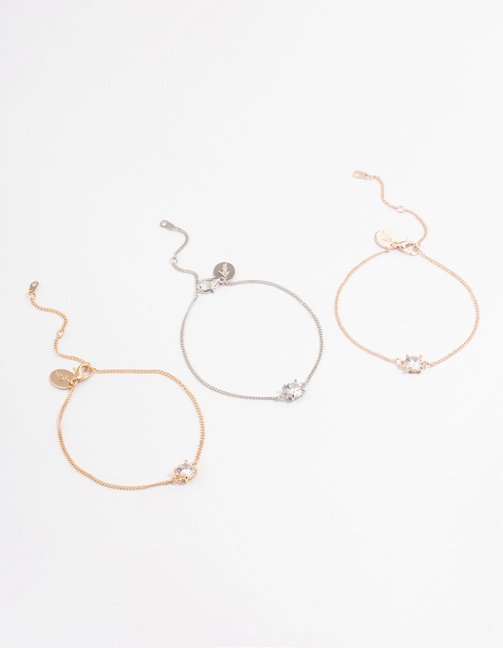 mixed metal cubic zirconia bracelet set – 3 piece