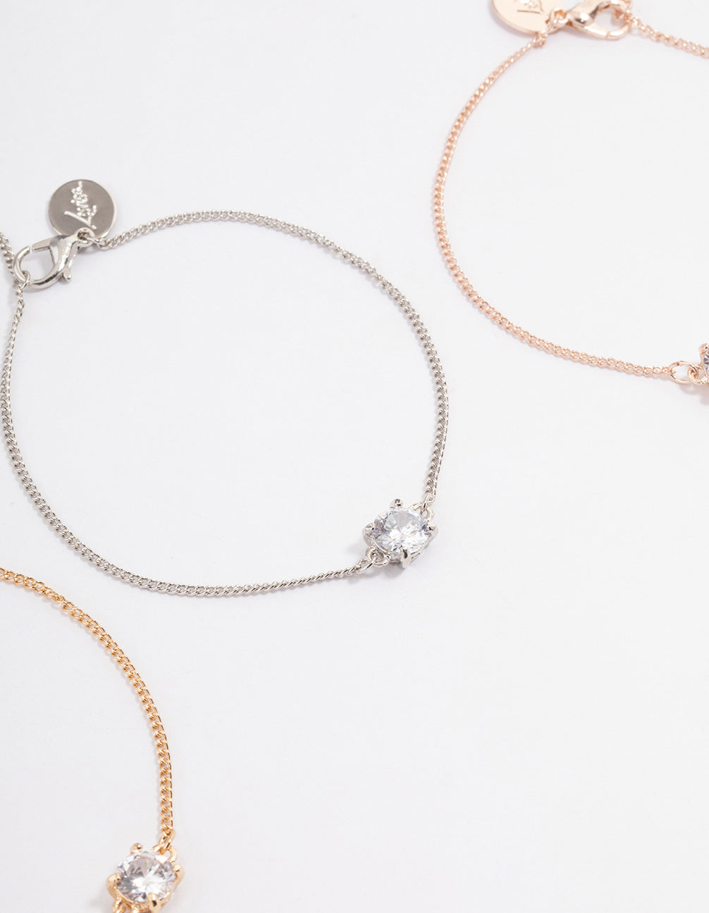 mixed metal cubic zirconia bracelet set – 3 piece