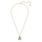 green crystal teddy pendant – gold tone
