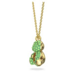 green crystal teddy pendant – gold tone