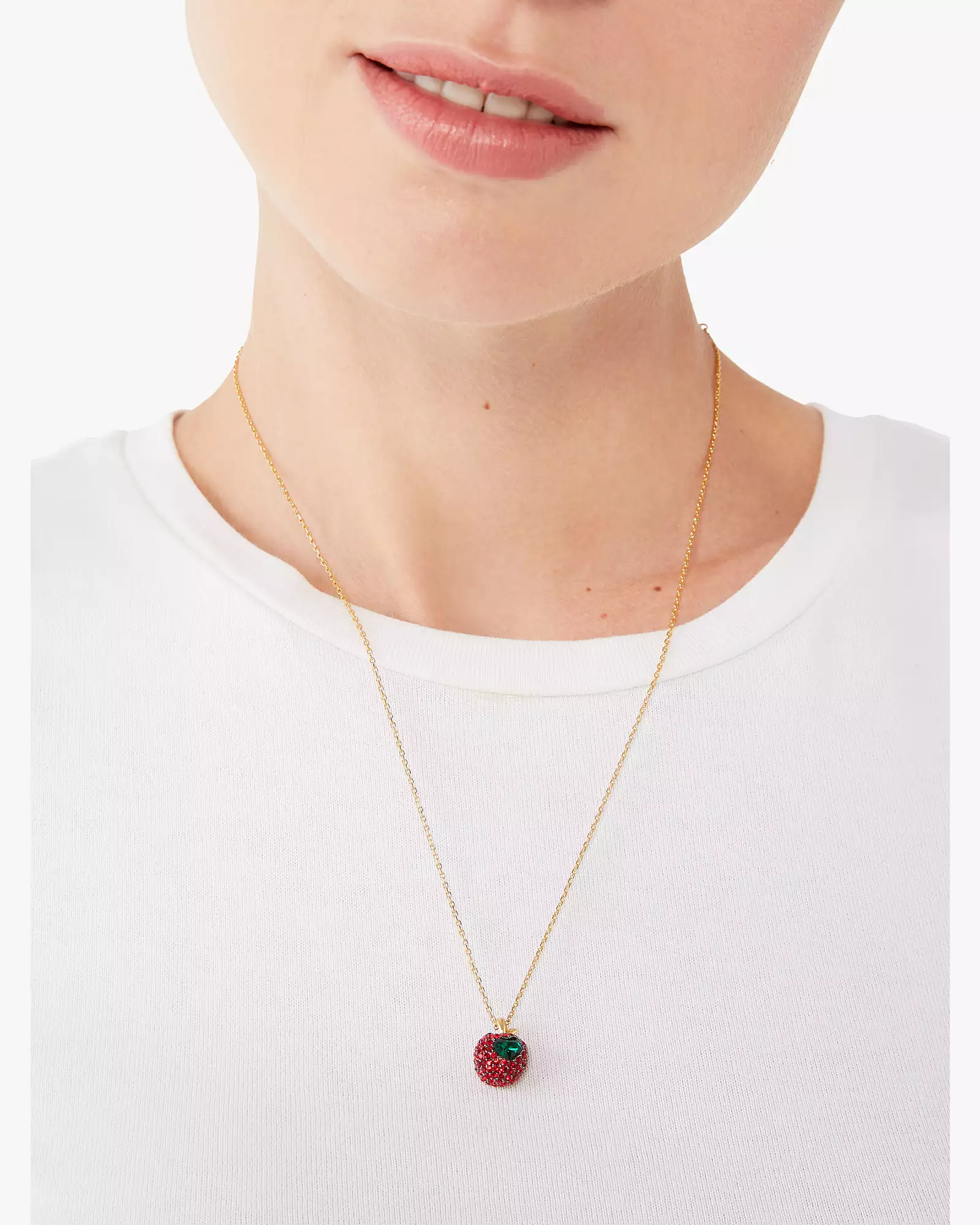 dashing beauty pavé apple pendant necklace