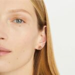 rose gold pavé logo stud earrings