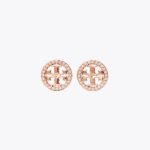 rose gold pavé logo stud earrings