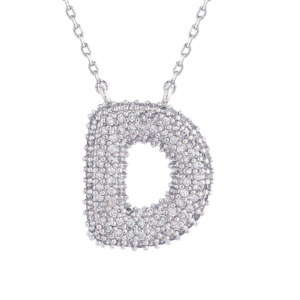 d initial pavé pendant necklace: