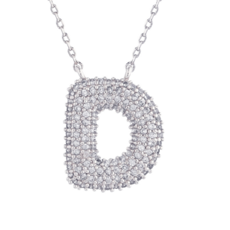 d initial pavé pendant necklace: