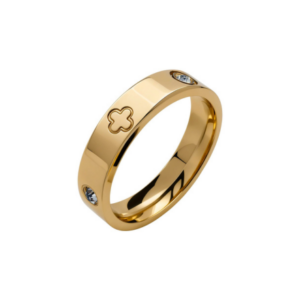 gold love clover band ring