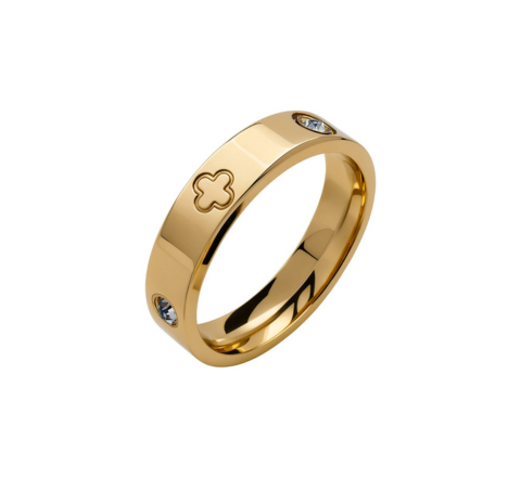 gold love clover band ring