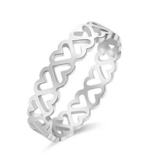 silver heart cutout band ring