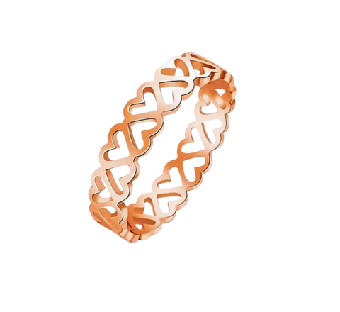 rose gold heart cutout band ring