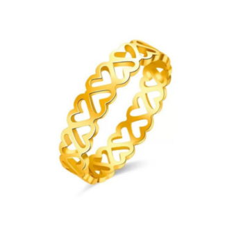 gold heart cutout band ring size 8
