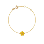 yellow enamel floral logo bracelet in gold tone