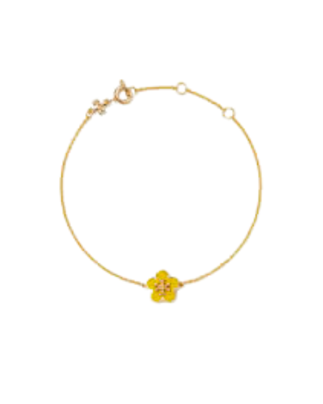 yellow enamel floral logo bracelet in gold tone