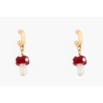 gold tone red mushroom drop earrings