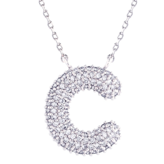 c initial pavé pendant necklace