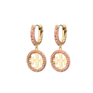miller pavé drop hoop earrings – pink crystal