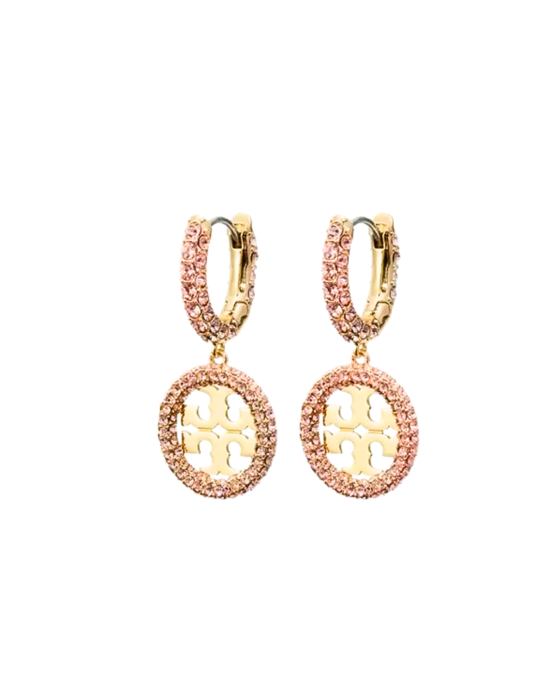 miller pavé drop hoop earrings – pink crystal