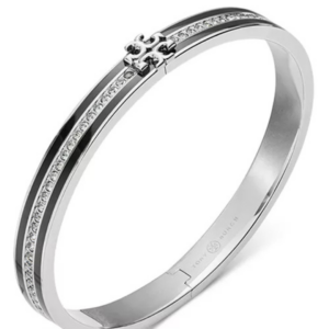 two tone crystal hinge bangle