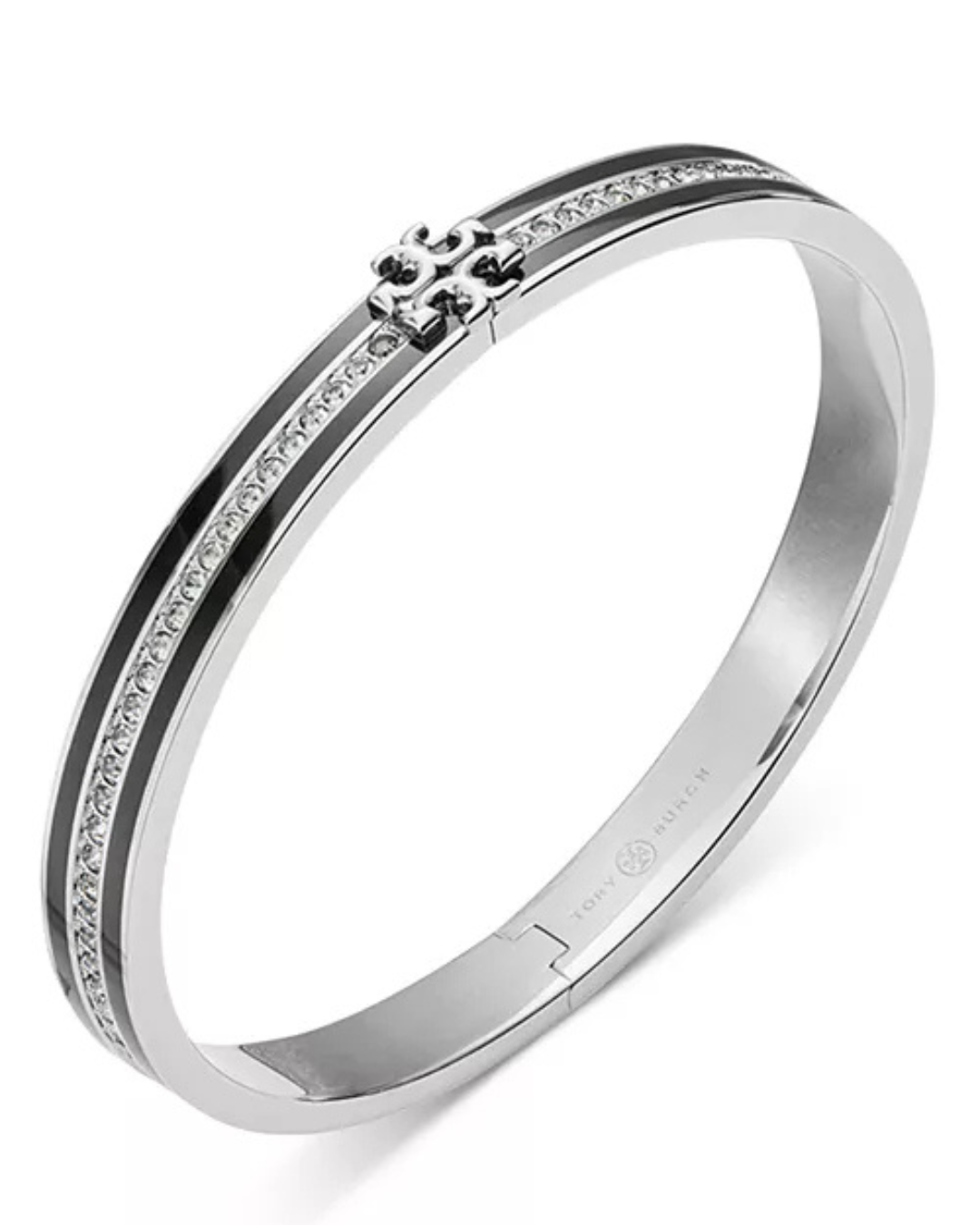 two tone crystal hinge bangle