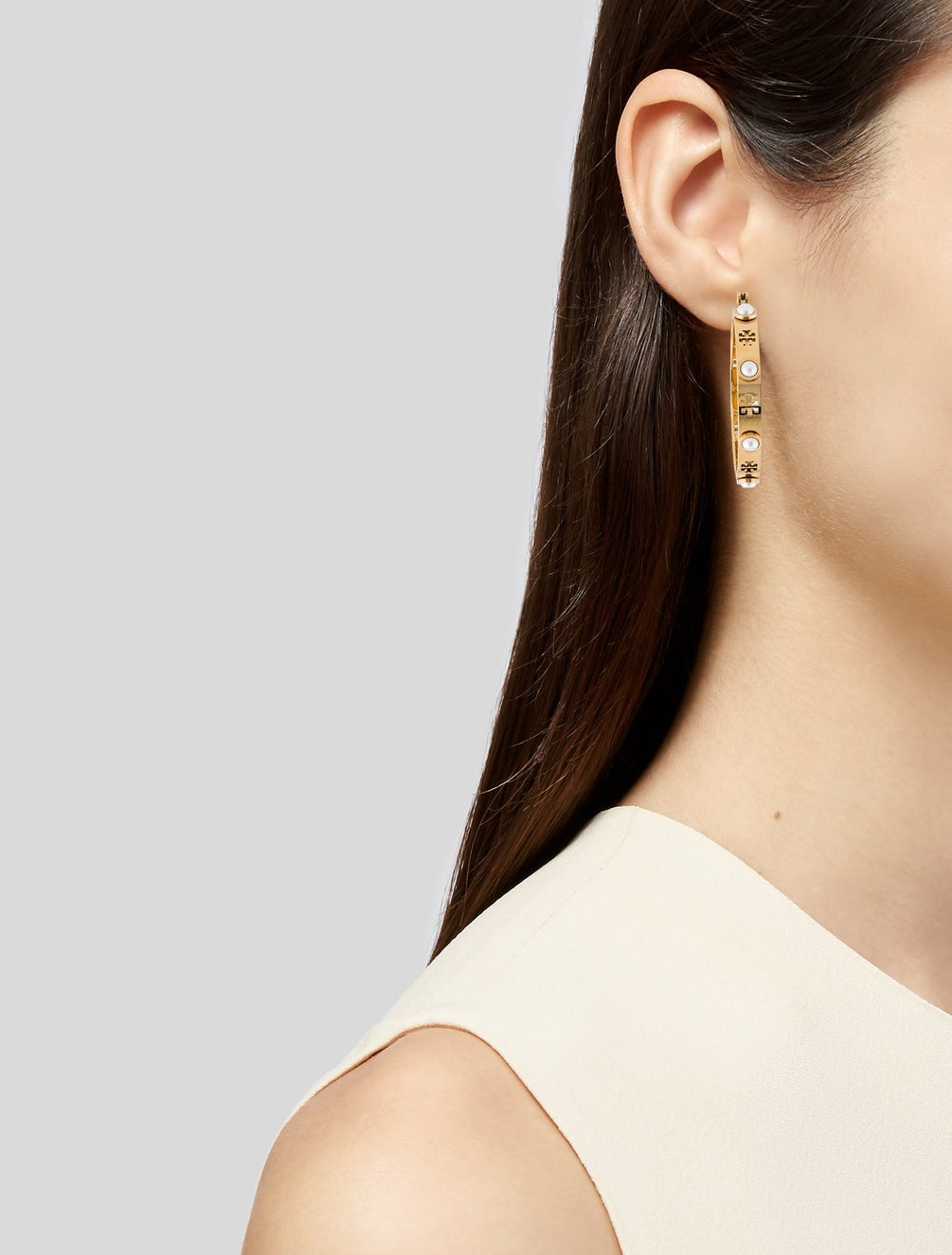 faux pearl miller hoop earrings