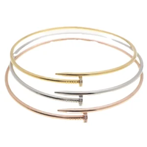 rose gold tone nail collar necklace