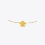yellow enamel floral logo bracelet in gold tone