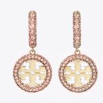 miller pavé drop hoop earrings – pink crystal