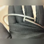 silver tone nail collar necklace