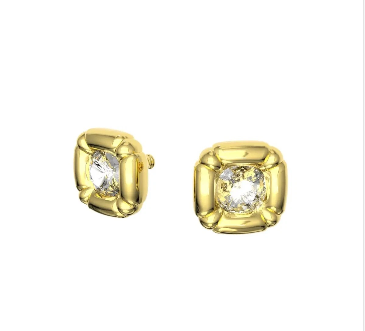 women's dulcis stud earrings cushion cut, gold tone