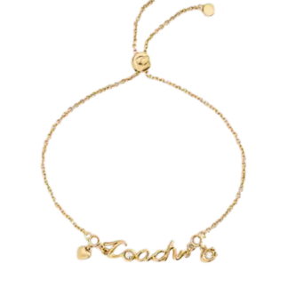 script heart slider bracelet in gold tone