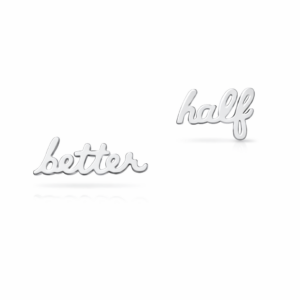better half script stud earrings – silver