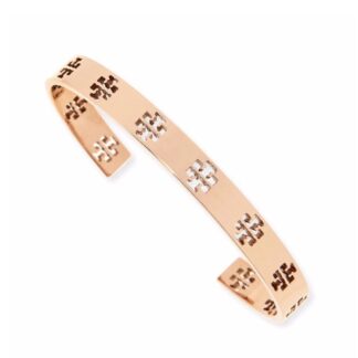 rose gold motif open cuff bangle