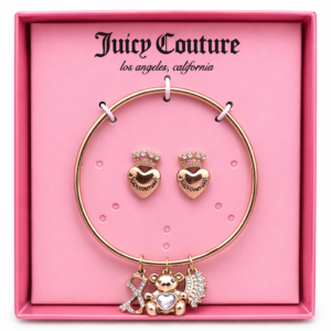 juicy couture heart earrings & charm bracelet set