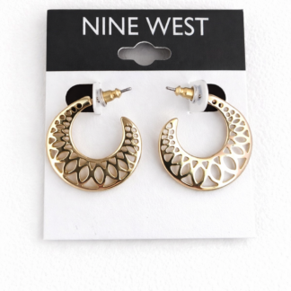 nine west gold crescent hoop earrings