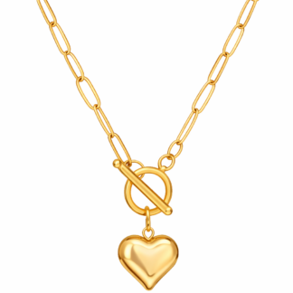 gold heart pendant chain necklace