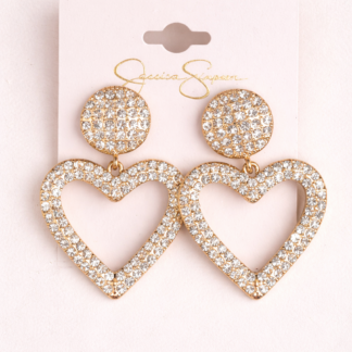 crystal heart drop earrings