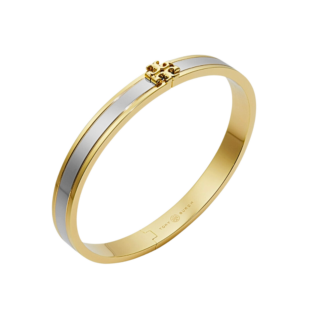 gold tone logo detail enamel bangle bracelet