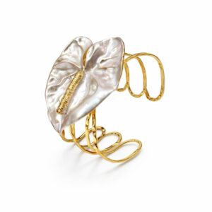 mother of pearl anthurium statement cuff