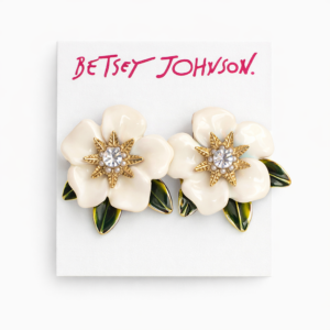 betsey johnson floral crystal stud earrings