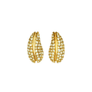 crystal pavé gold hoop earrings