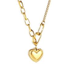 gold beaded heart pendant necklace